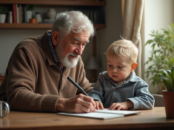 Adult child helping an elderly parent with daily tasks