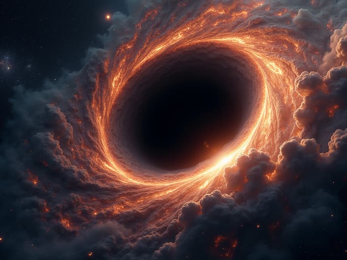 Artistic representation of a black hole as a portal to another universe