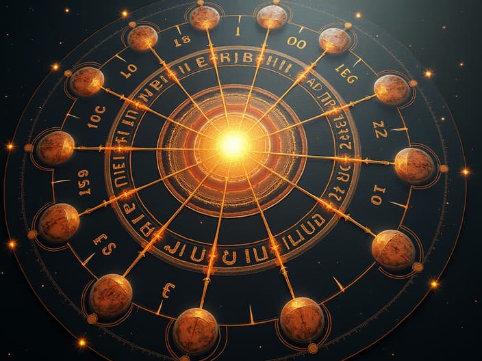 Artistic representation of astrology and the influence of birth dates on fate