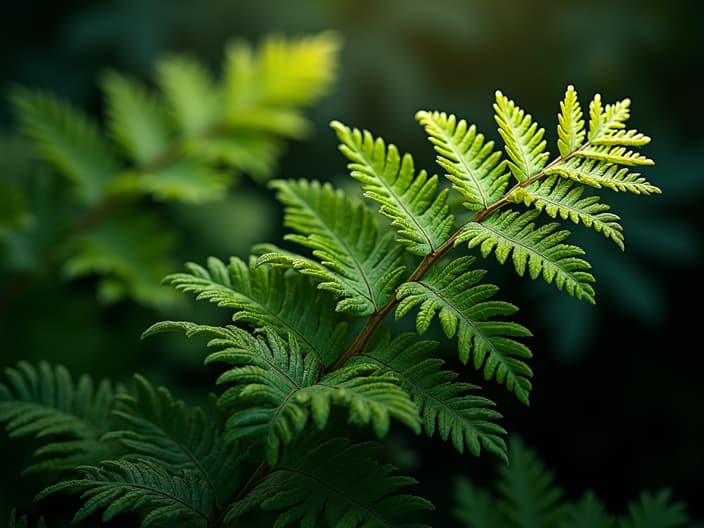 Browning of fern fronds, causes and solutions, indoor setting with studio lighting