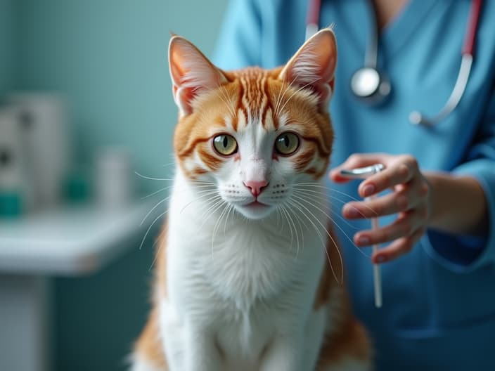 Cat at a veterinary checkup, routine care and vaccinations