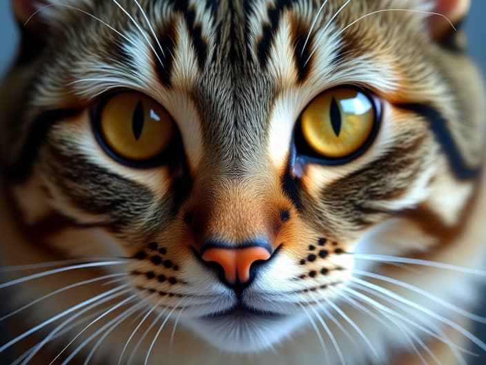 Close-up of a cat's face, focusing on clear, healthy eyes