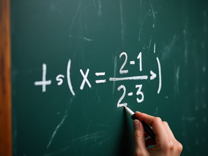 Close-up of a chalkboard with a quadratic equation being solved step-by-step