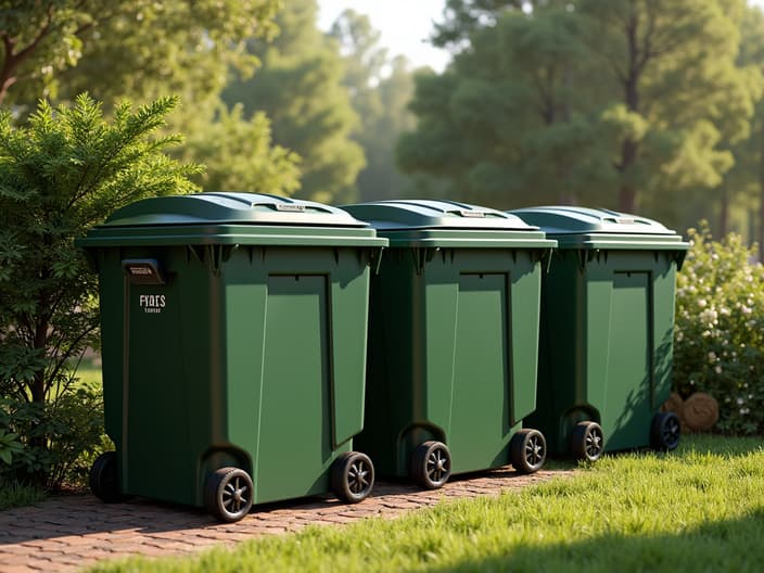 Compost bin selection guide, features and benefits, outdoor setting with studio lighting