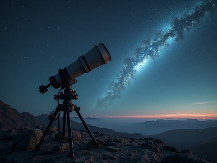 Conceptual image of a telescope searching for signs of extraterrestrial life