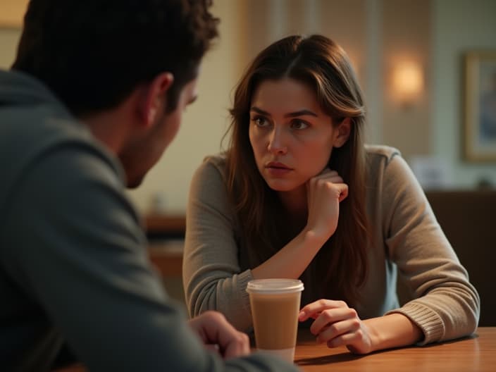 Concerned person looking at a family member holding a drink