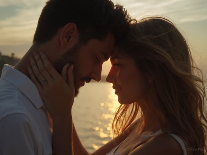 Couple sharing a quiet moment, foreheads touching