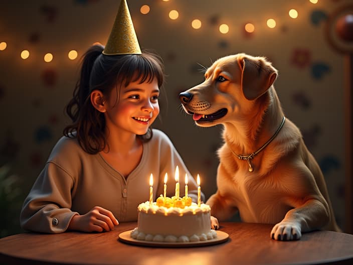 Dog and owner celebrating a birthday together