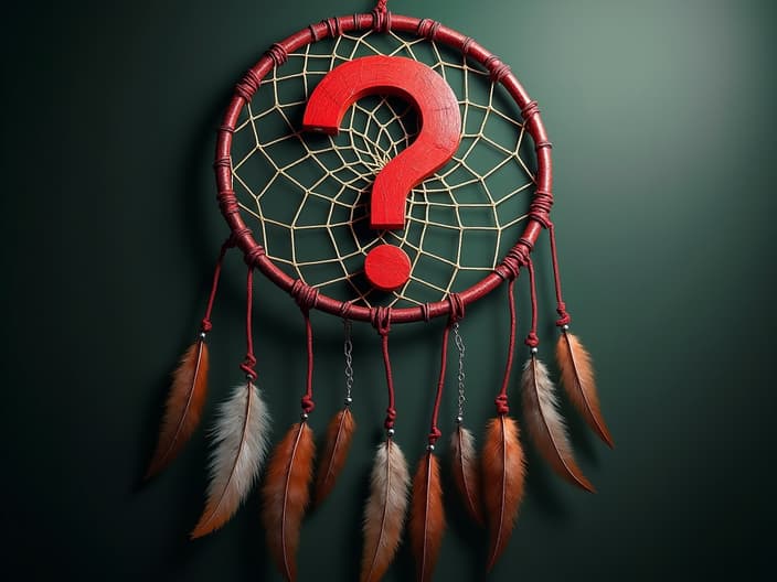 Dreamcatcher with a question mark, studio setup