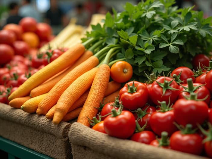 Fresh produce at a farmers market or grocery store