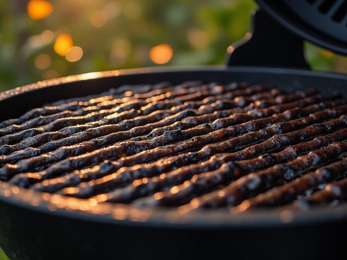 Grill grates comparison, materials and durability, outdoor setting with studio lighting