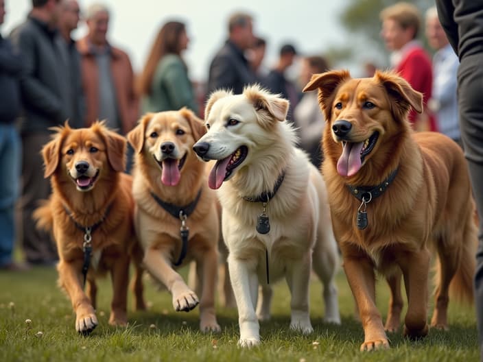 Group of dogs and their owners at a dog event