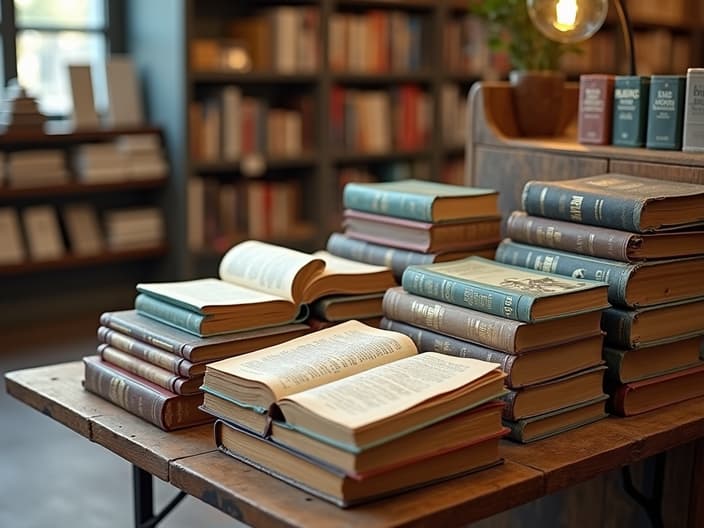 Health books displayed, bookstore setting