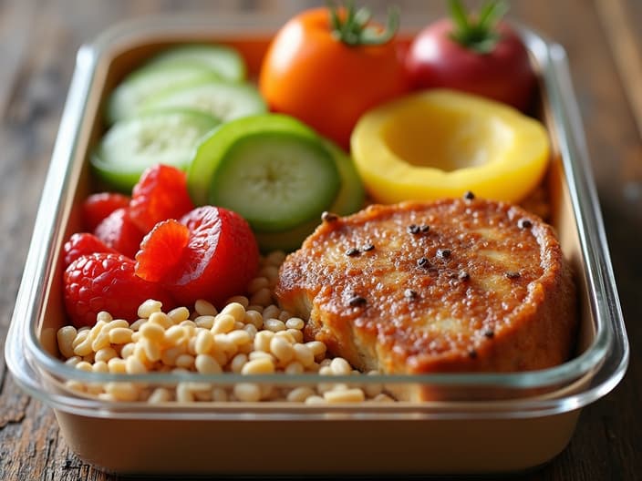 Healthy school lunch ideas for children, including whole grains, lean proteins, and fruits