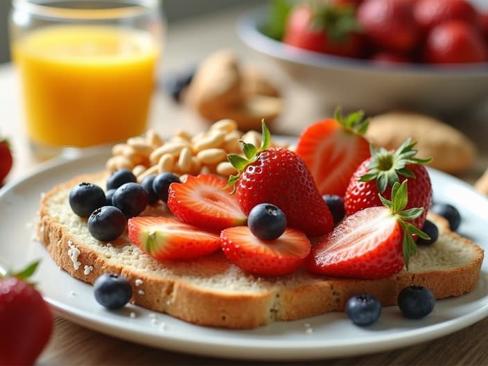 Healthy second breakfast ideas for children, including whole grains, fruits, and nuts