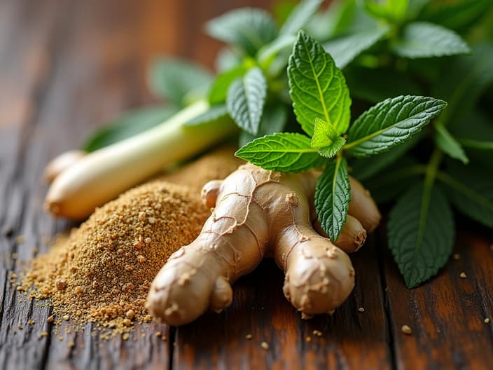 Herbs and spices that aid digestion, such as ginger, fennel, and peppermint