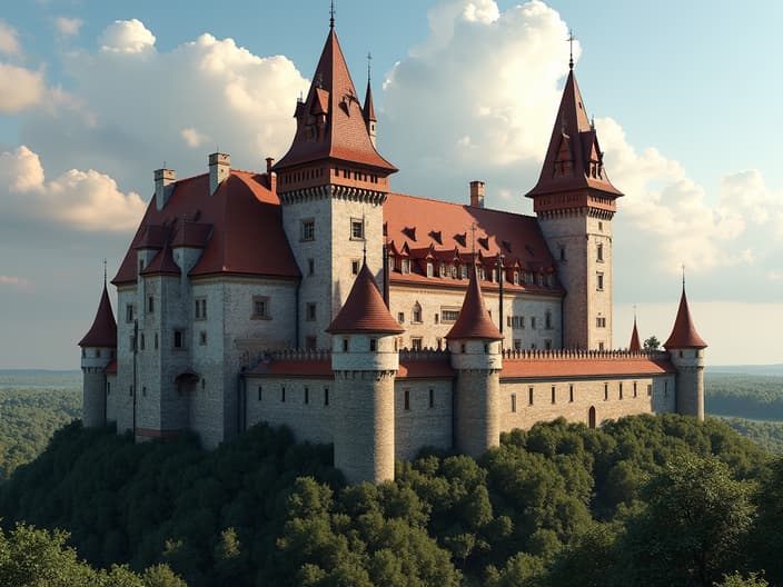 High-quality studio photograph of Malbork Castle, Teutonic Order architecture, medieval era details