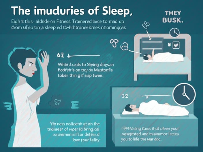 Infographic showing importance of sleep for fitness, trainer explaining