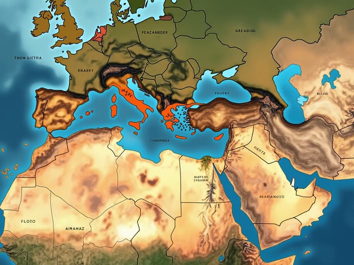 Map showing the routes of the Crusades and major battles