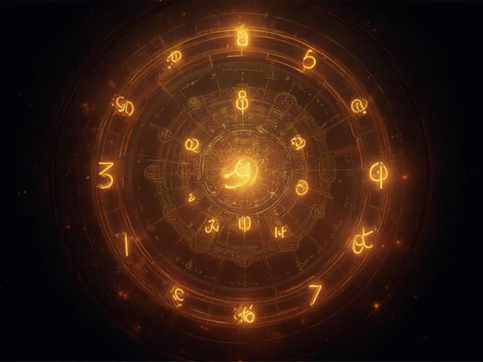 Mystical numerology chart with glowing numbers, studio photography