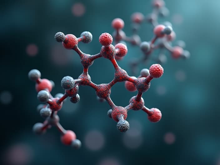 Organic molecule structure with labeled atoms