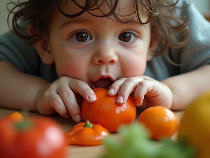 Parent hiding vegetables in child's food