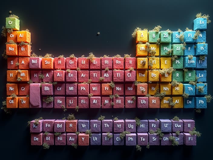 Periodic table of elements with highlighted elements