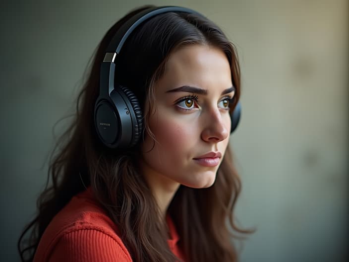 Person listening to an Italian language podcast on their headphones