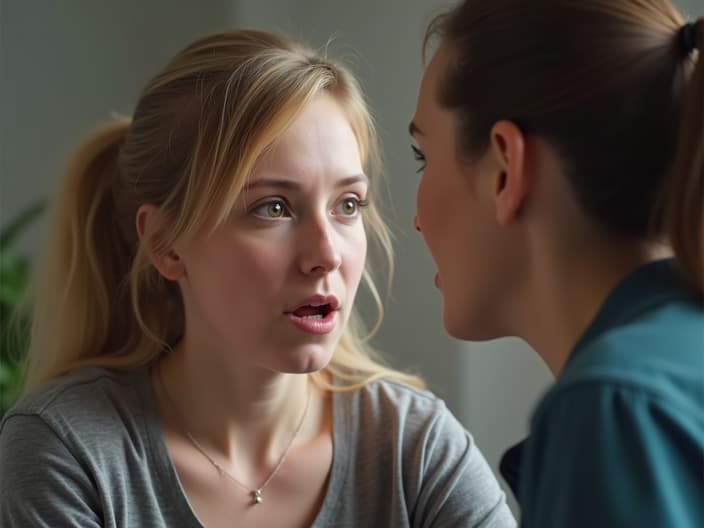 Person practicing German pronunciation with a speech therapist