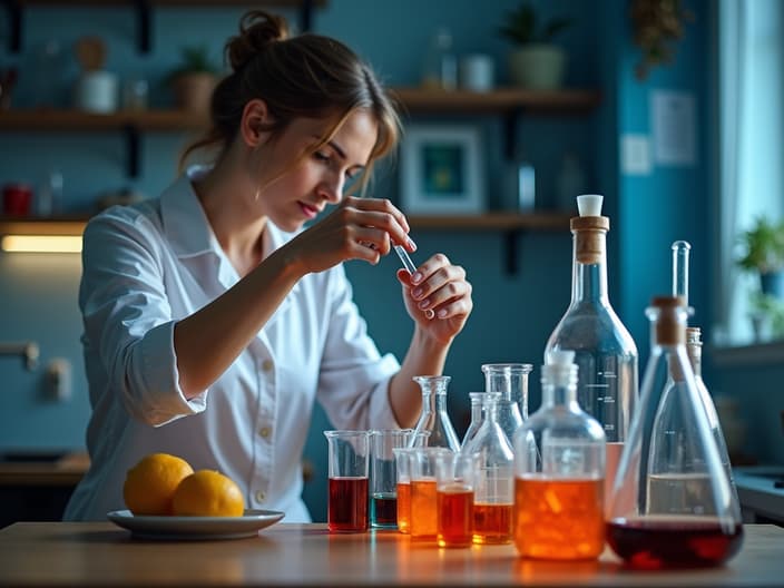 Person setting up a simple chemistry experiment at home