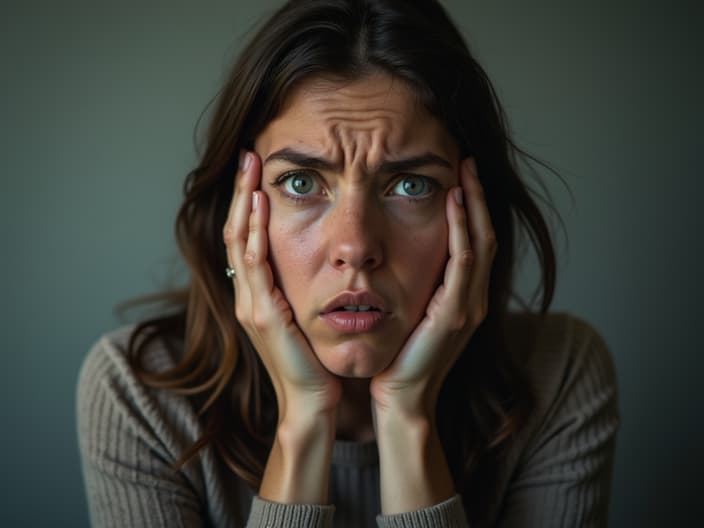 Person struggling with decision-making, with a frustrated expression