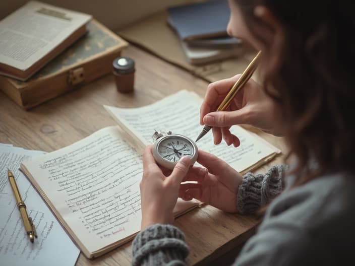 Person using a Pomodoro timer while studying, with books and notes around