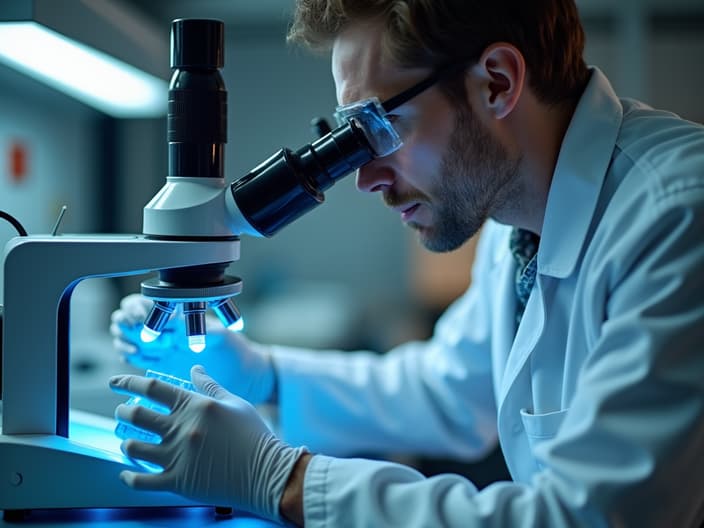 Person using a spectrometer to analyze a chemical compound