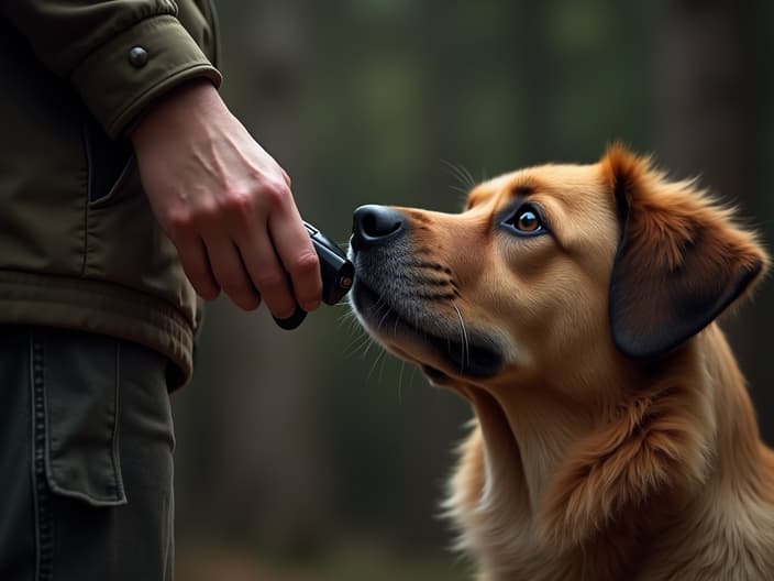 Person using a training whistle with a dog