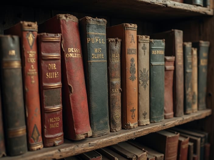 Shelf of books about life in Poland under communism