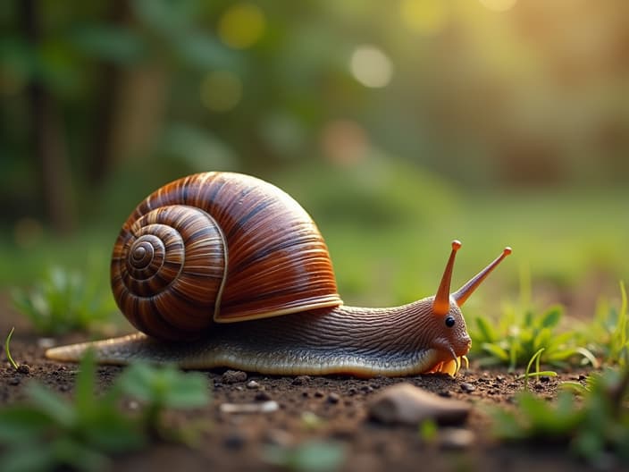 Snail control methods for gardens, outdoor setting with studio lighting