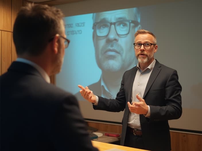 Speaker practicing their presentation in front of a mirror