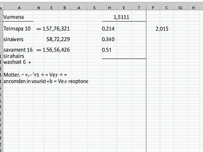 Spreadsheet with columns of data and formulas for calculating mean and standard deviation