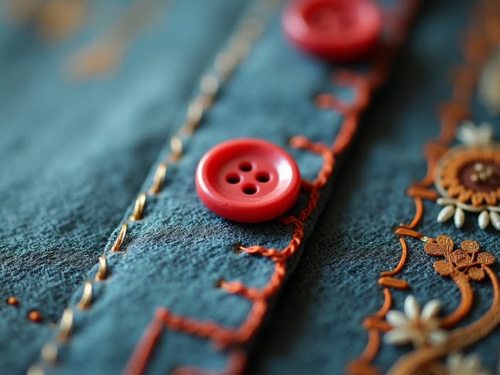 Step-by-step button sewing tutorial, close-up shots