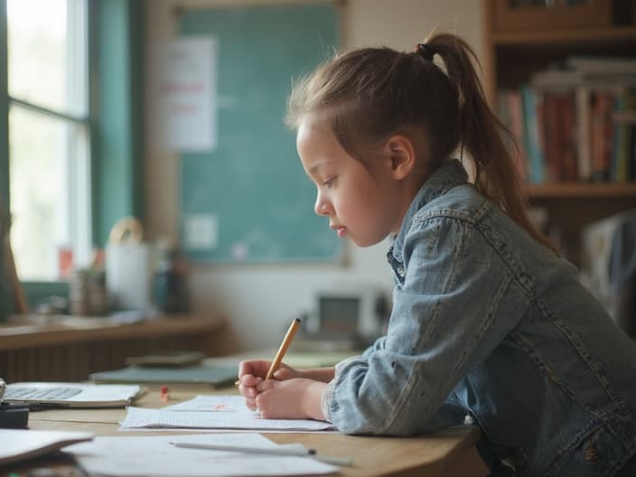 Student calmly approaching a difficult exam question with problem-solving strategies