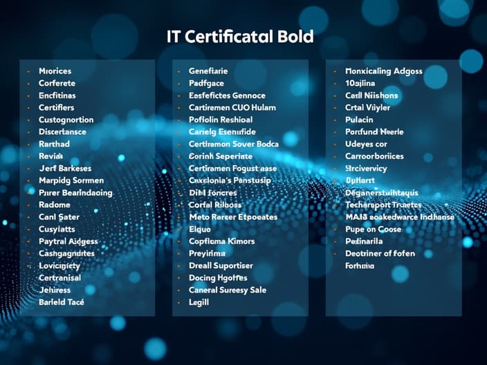 Studio photo of a list of popular IT certifications with descriptions and requirements