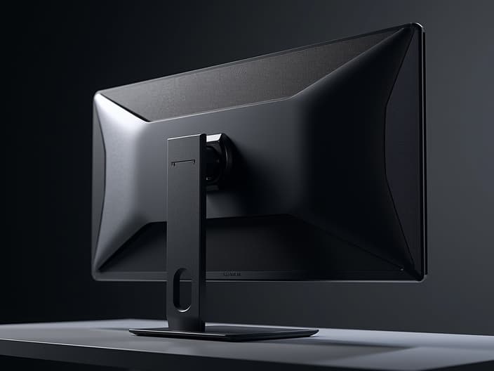 Studio photo of a professional-grade monitor with multiple display ports