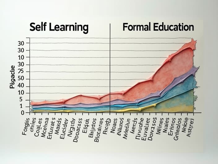 Studio photo of a self-learning vs. formal education comparison chart