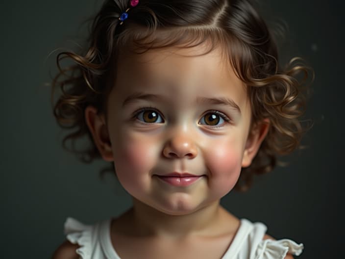 Studio portrait of a child with a calm expression, symbolizing the potential for change