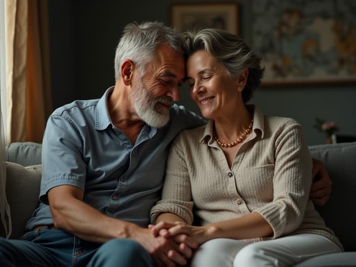 Studio portrait of a couple in therapy, surrounded by hope