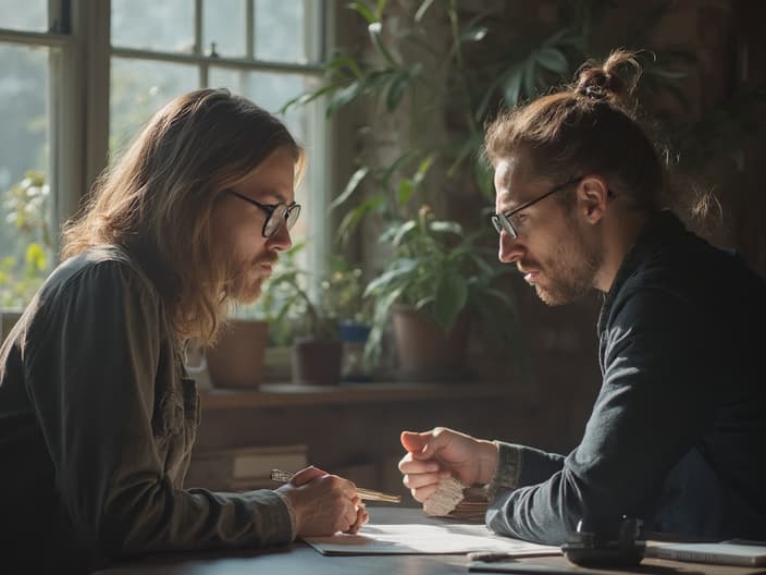 Studio portrait of a couple working through common relationship challenges