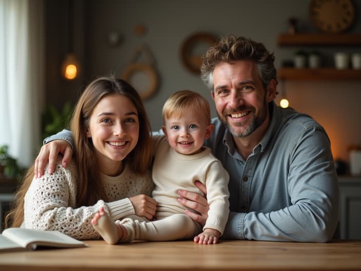 Studio portrait of a family with a harmonious atmosphere, symbolizing improved relationships