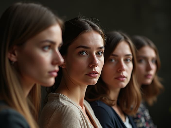 Studio portrait of a group of people with a harmonious atmosphere, symbolizing deep connections