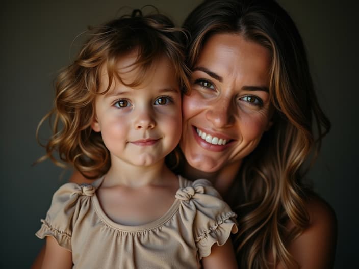 Studio portrait of a mother and child, symbolizing the bond between parent and child