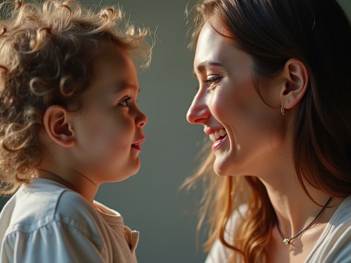 Studio portrait of a parent and child communicating effectively, symbolizing healthy communication